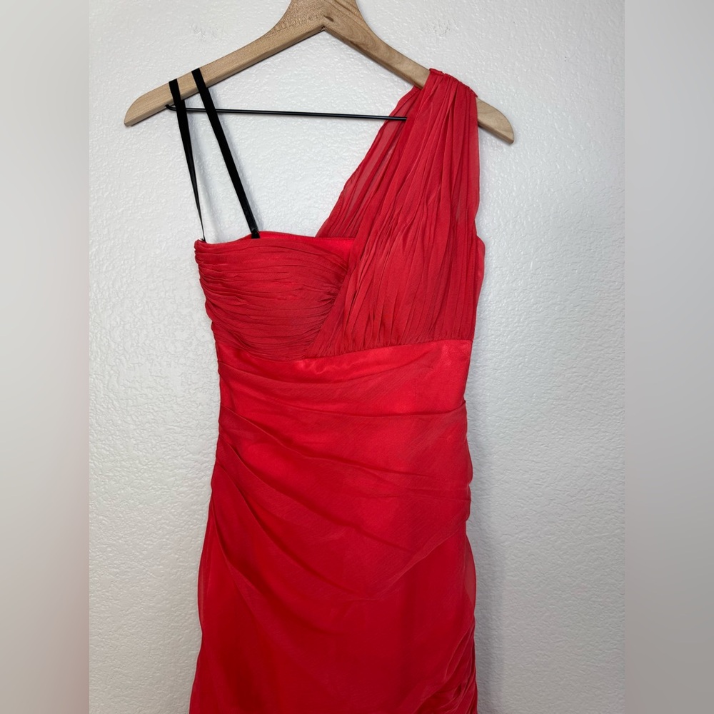 One-Shoulder Coral Ruffle Gown - Picture 6 of 14